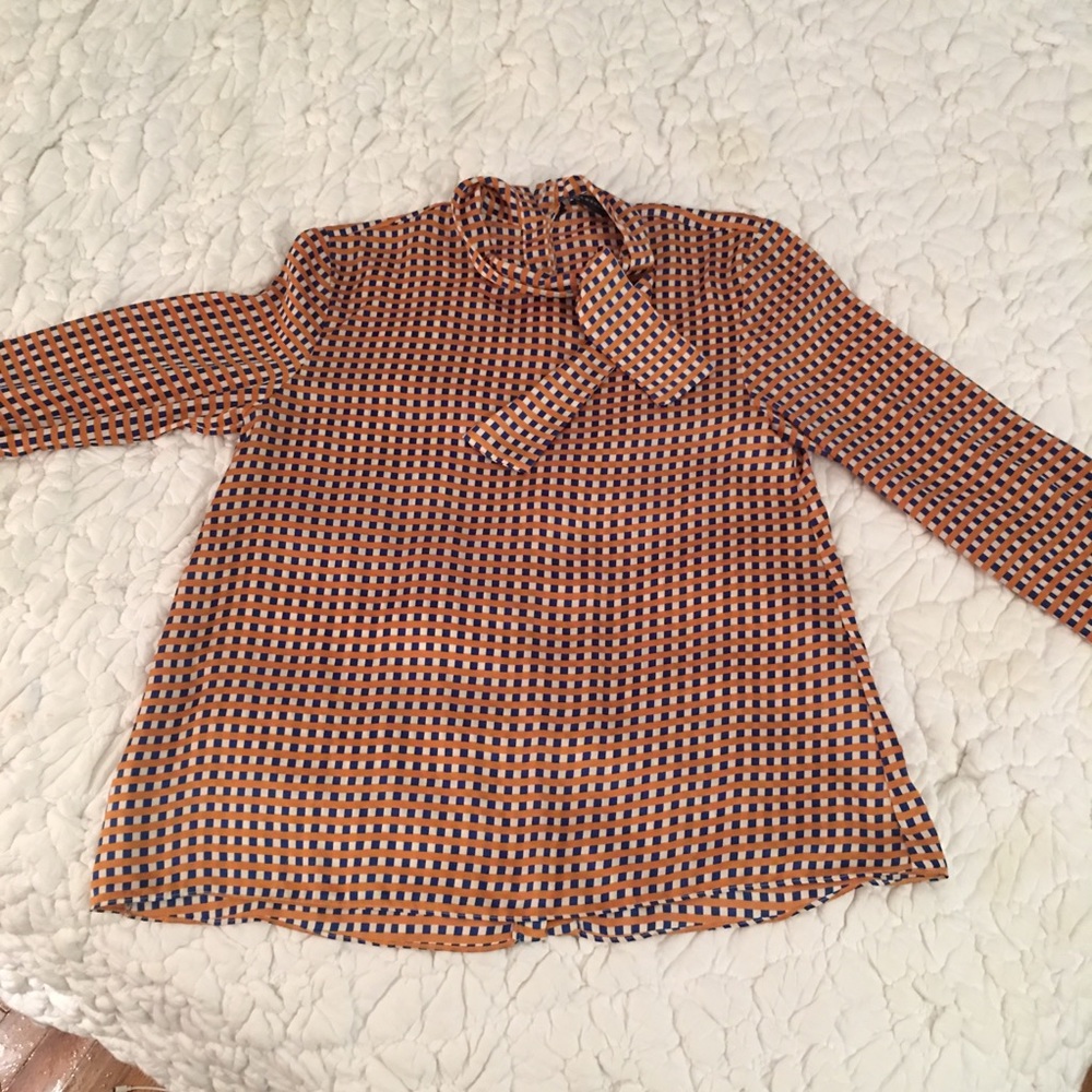 Zara long sleeved shirt with neck tie